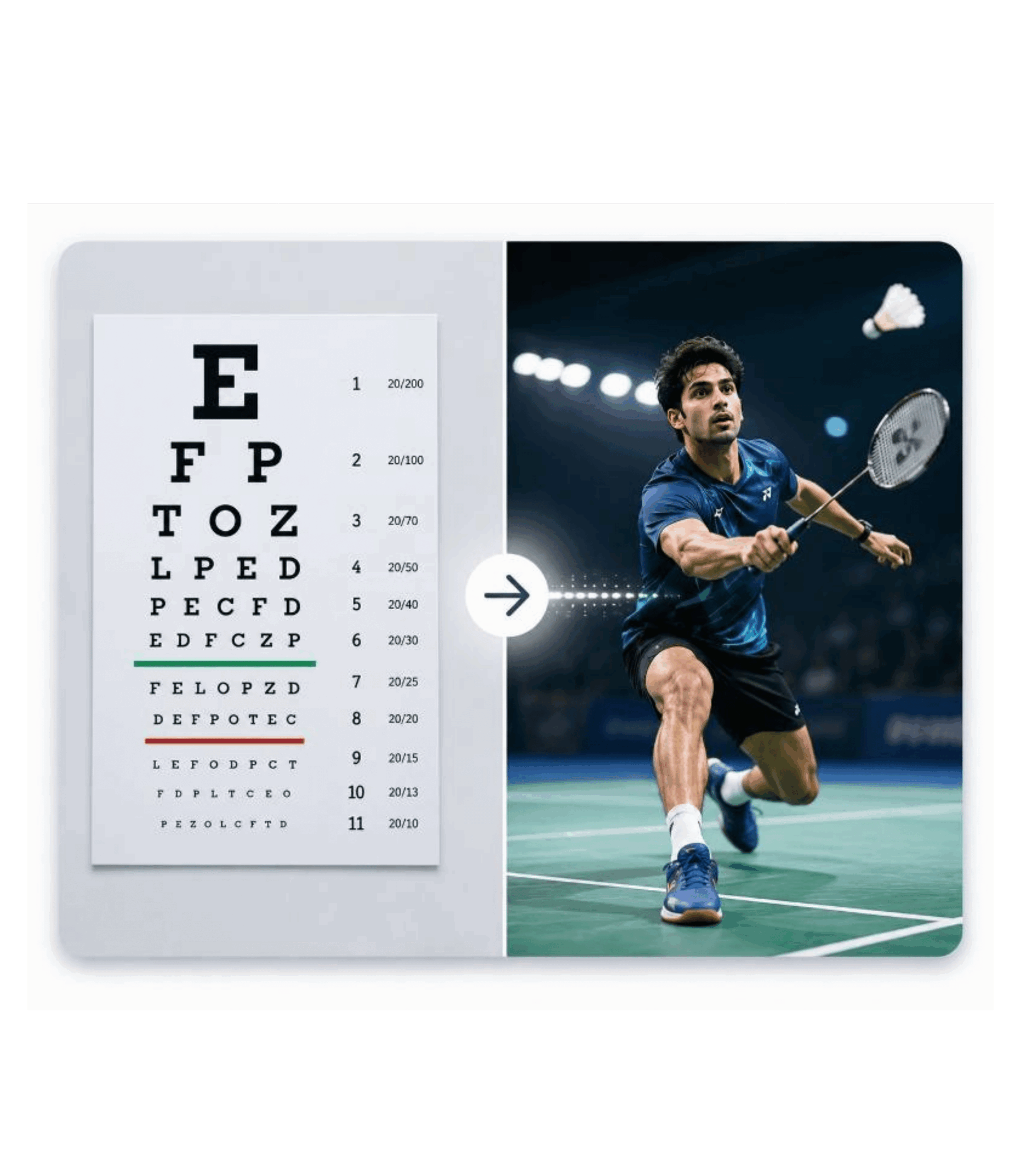 Eye chart and athlete